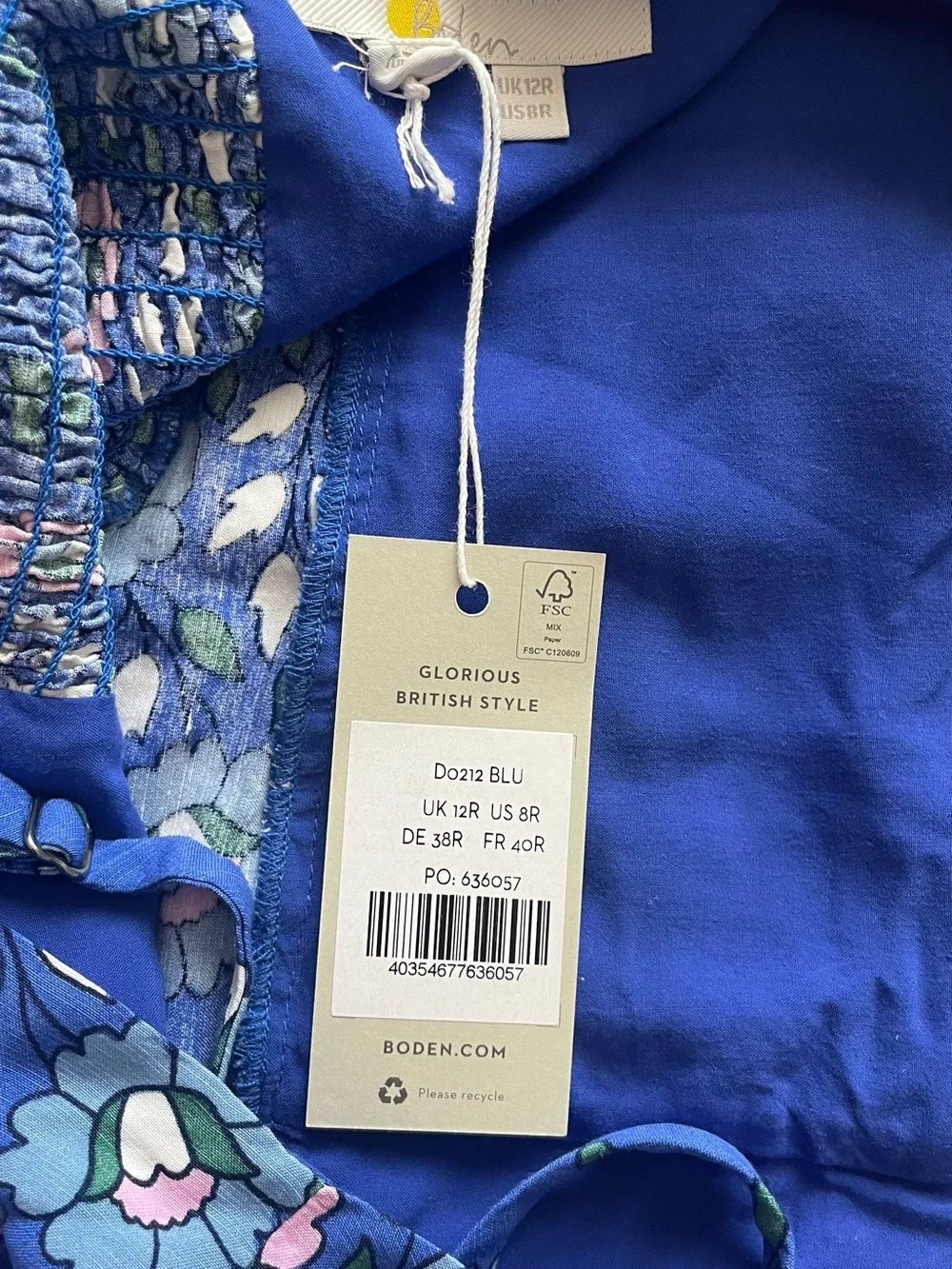 Boden Floral Print Midi Dress in Bluebell Wildflower Prairie Sundress Size 8R - Picture 9 of 12